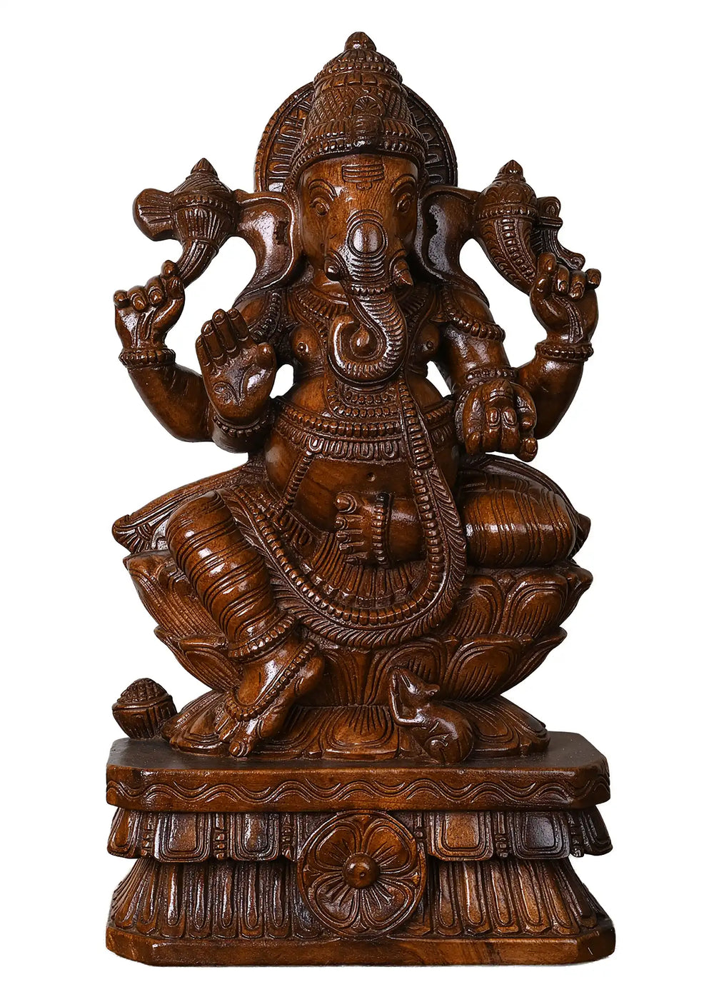 24" Wooden Ganesha Sculpture