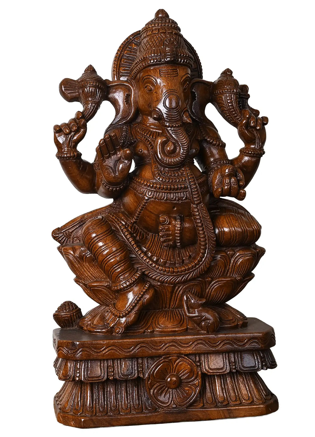24" Wooden Ganesha Sculpture