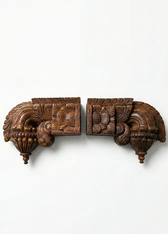 Temple Style pair of Wooden Bodhil Wall brackets 10"