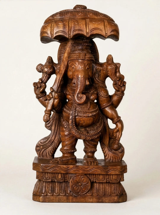 Lord Ganesha Statue with Royal Umbrella 