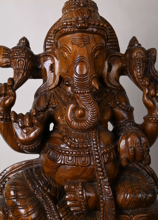 Wooden handcarved lord vinayaga statue 24"