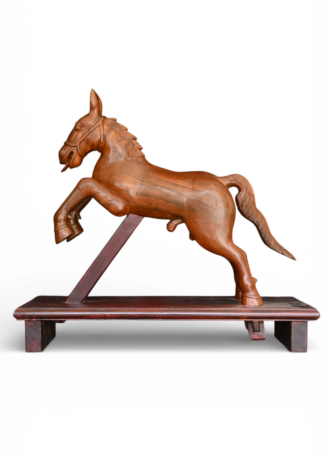 Wooden horse sculpture