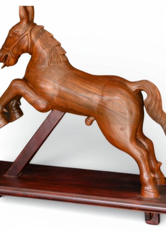 Wooden horse sculpture
