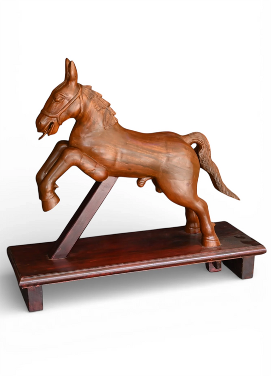Wooden horse sculpture