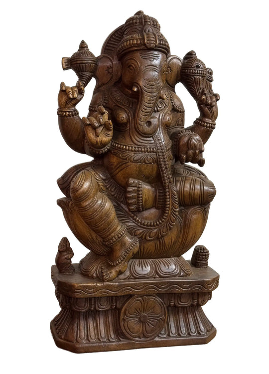 2ft wooden ganesh statue