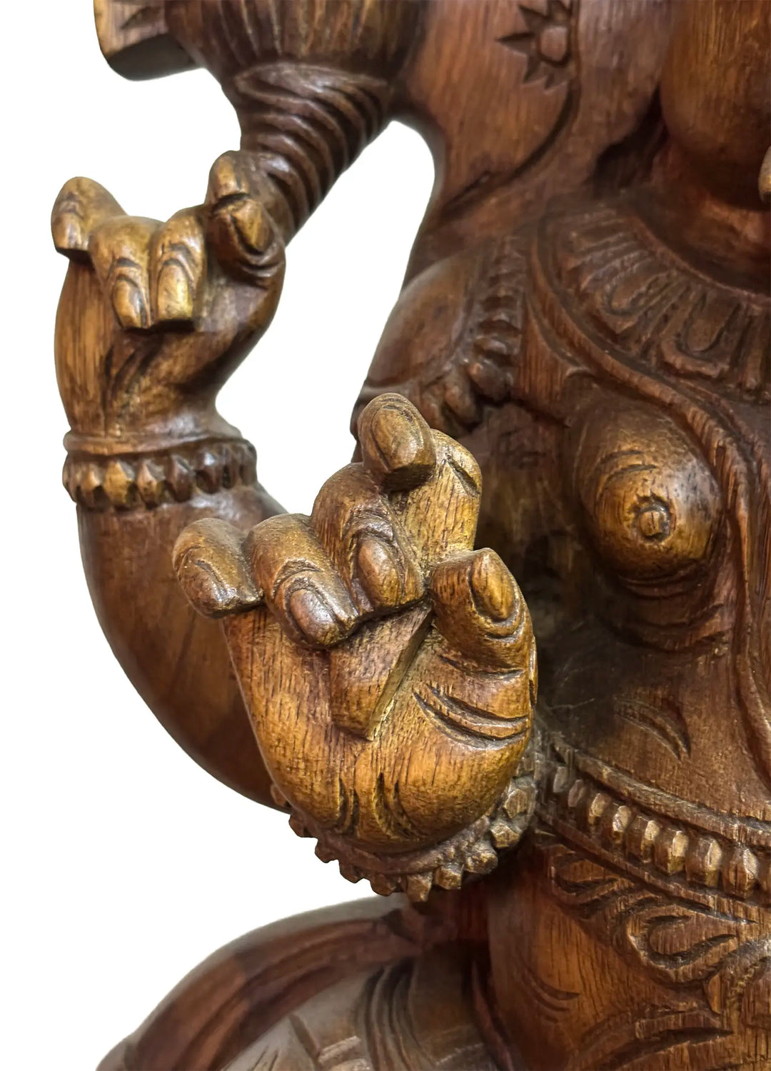 Sacred Seated Lord Ganesha Wooden hand carved Statue 24"