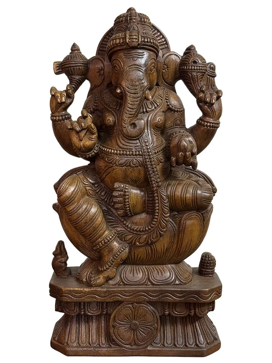 2ft wooden ganesh statue