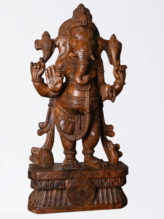 Wooden Lord Ganesha Sculpture