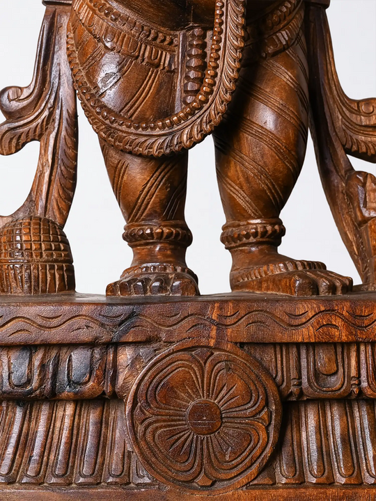 Wooden Lord Ganesha Sculpture with Intricate Carving 30"
