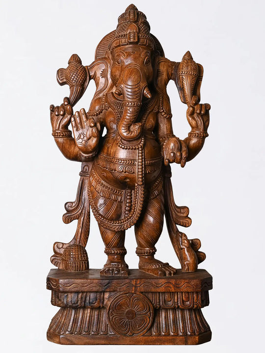 Wooden Lord Ganesha Sculpture