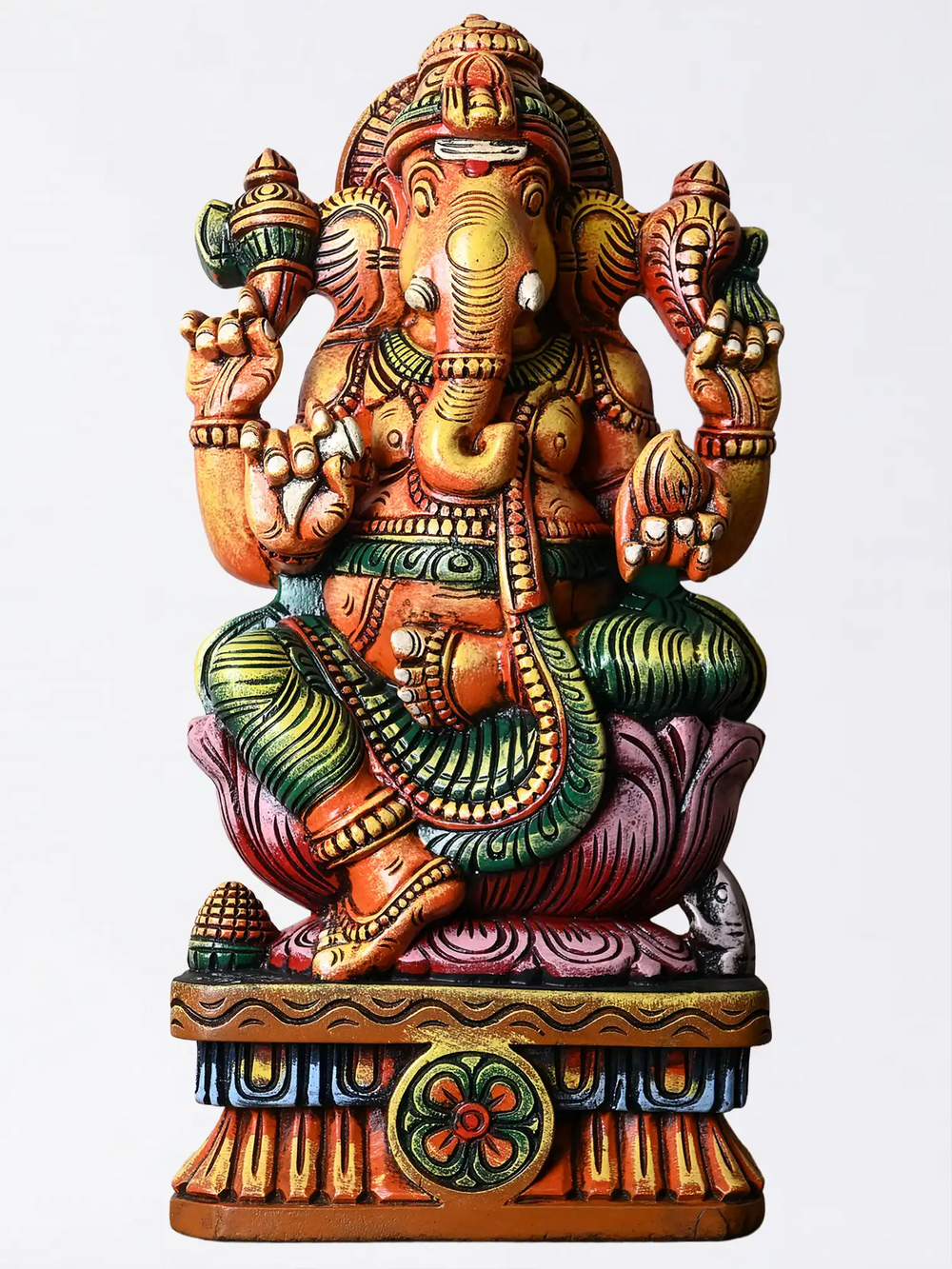 Wooden Statue of Ganesh Multicolour for Gifts 