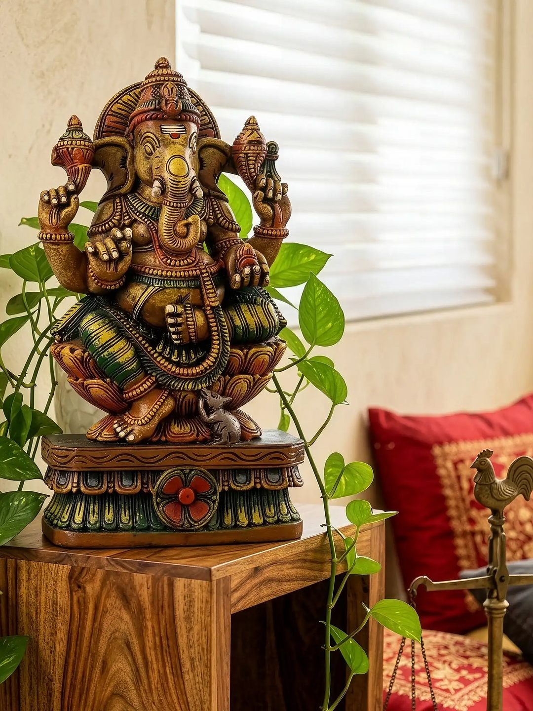 Handcrafted Wooden Ganesha Sculpture