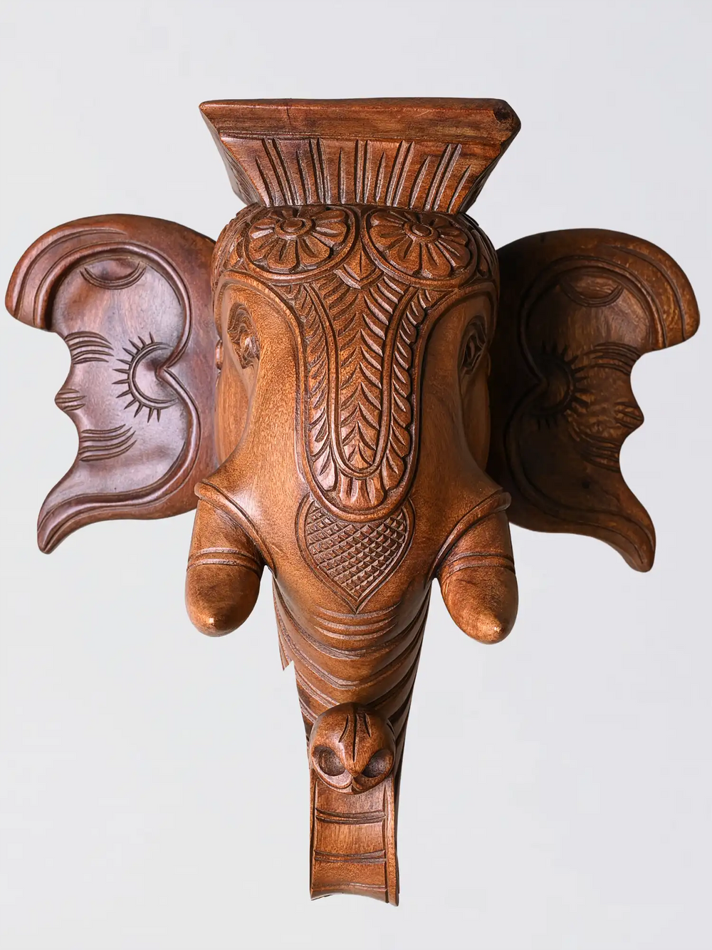 Elephant Head Wooden Wall Corbel with Top Stand