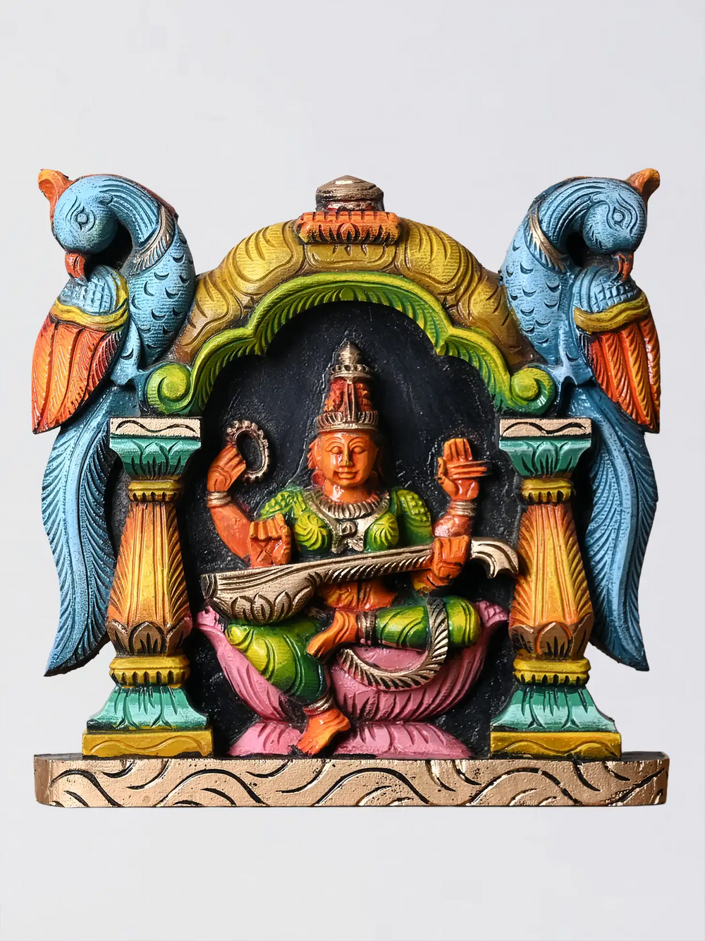 Saraswathi Wooden Sculpture Wall Art 