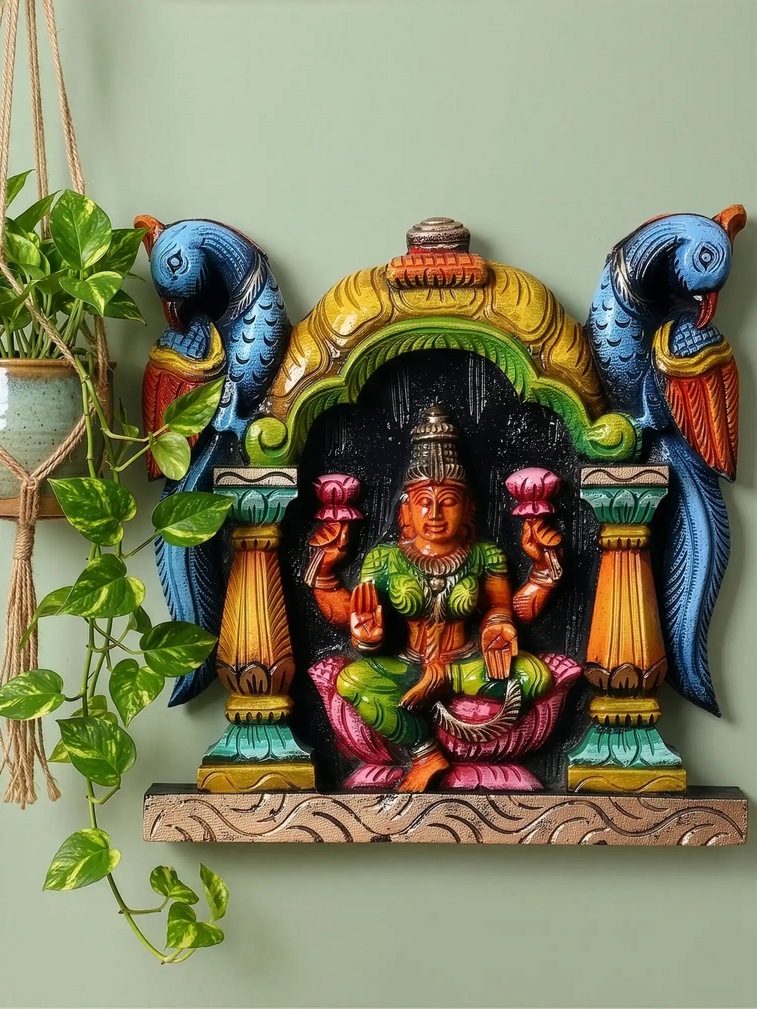 12" Wooden Lakshmi Wall Mount
