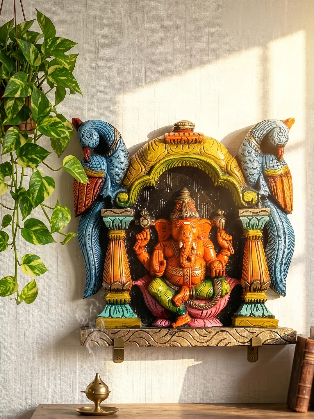 Wooden Ganapathi Wall Mount Giftware 12"