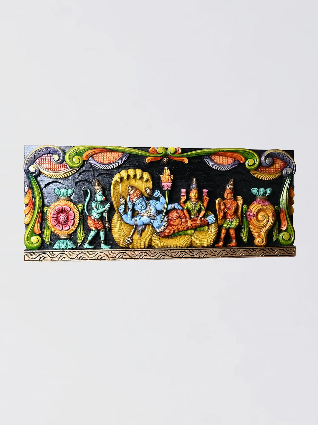 Handmade Wooden Ranganathar Wall Hanging Panel - Traditional Handicraft Gift India 36"