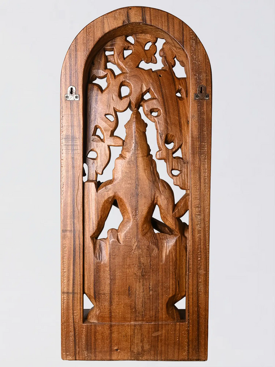 3ft Wood Carving Decor Saraswathi Wall sculpture -Traditional Wood Carved Statues India