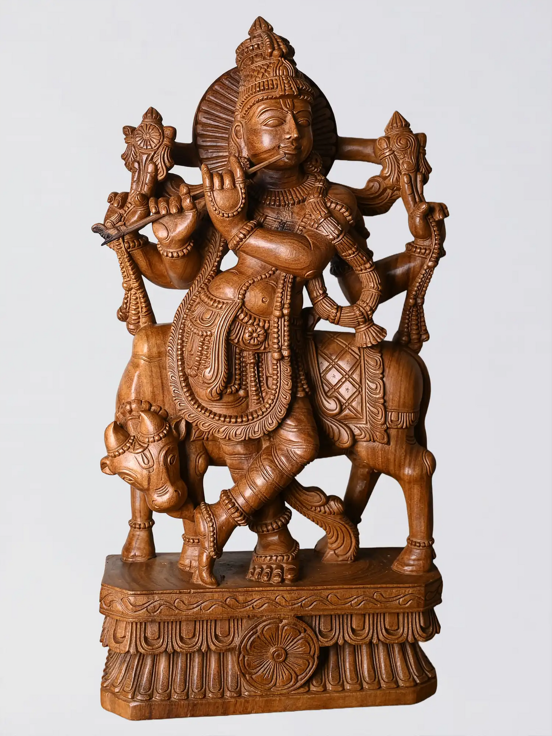 Wooden handicrafts of Krishna Idol -Handmade Wooden Statue, Wooden Giftware & Decorative Handicraft