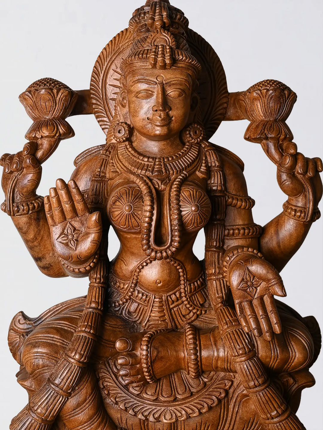 wooden decorative Lakshmi statue premium carving home and pooja use
Indian wooden Lakshmi idol fine carving handmade wooden handicraft