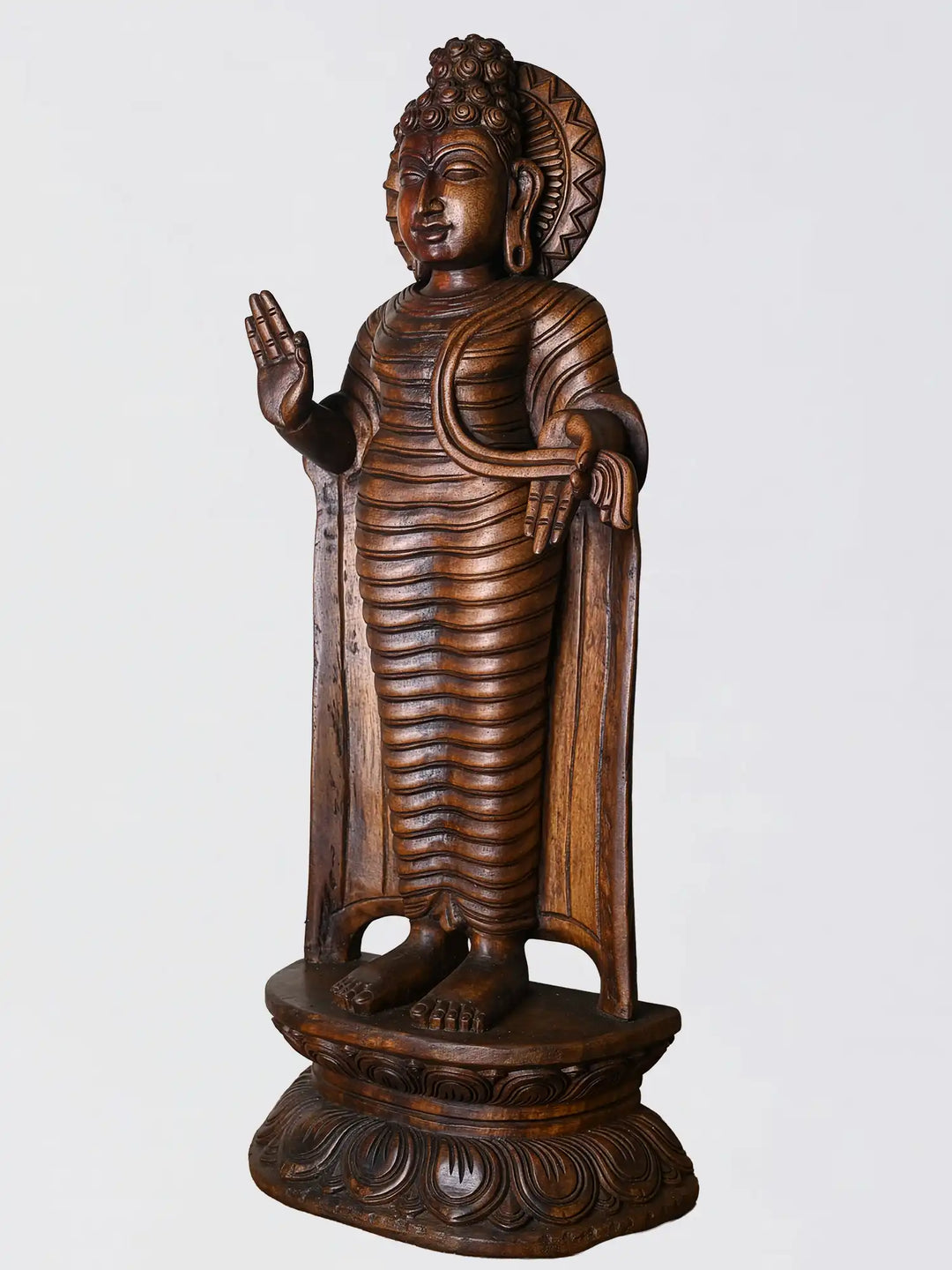 large wooden Buddha statue for meditation room