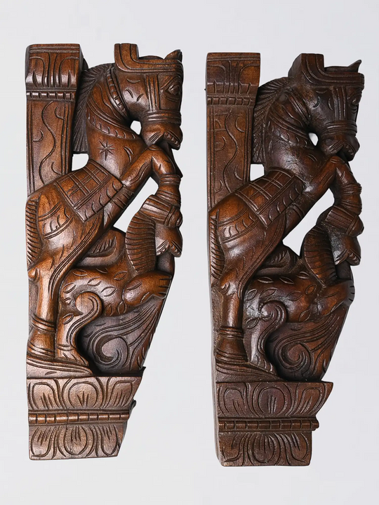 Decorative wooden wall corbel traditional carving india