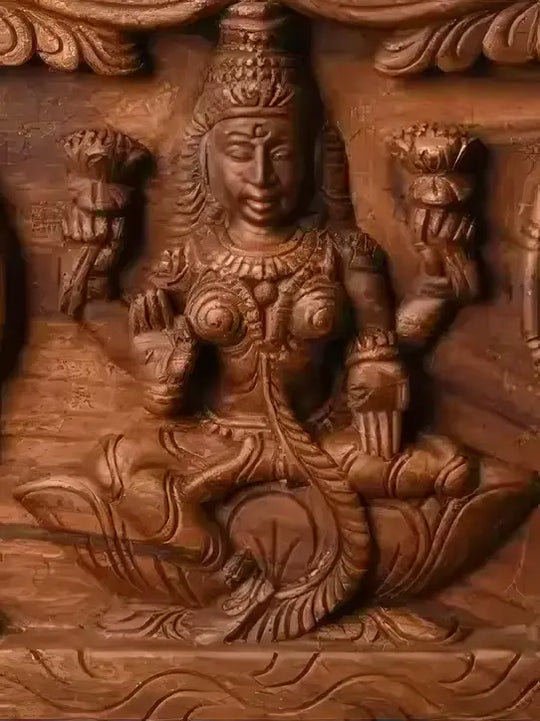 Temple style Gajalakshmi wall art handmade carving