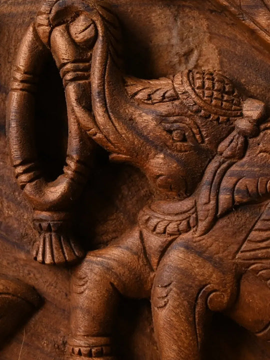Wooden Lakshmi panel for entrance wall decor