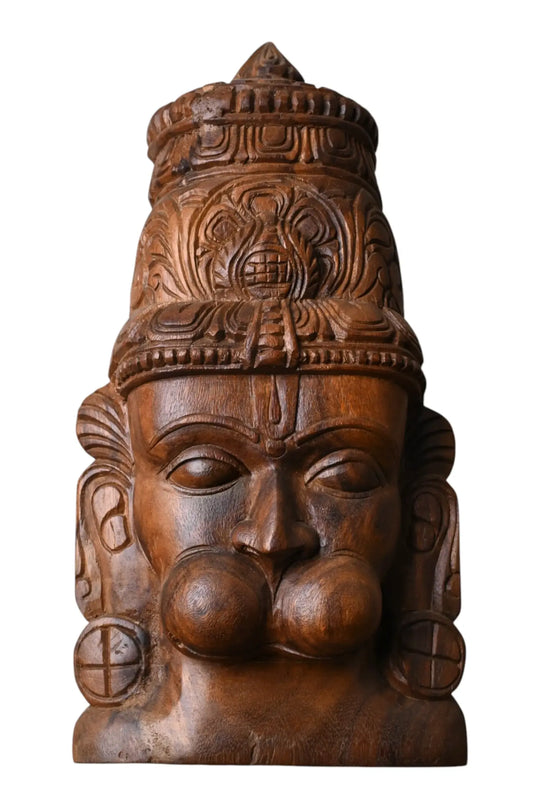 Antique wooden Hanuman face sculpture