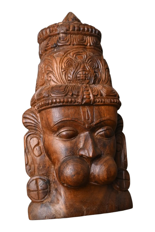 Handcrafted Wooden Hanuman Face Mask Wall Hanging - Home Decor