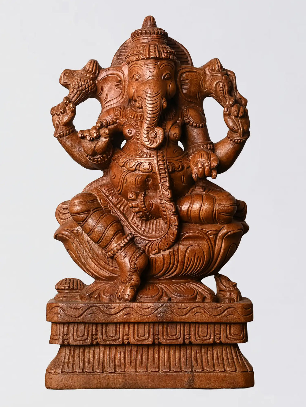 Handmade wooden Ganesh statue for pooja room decor