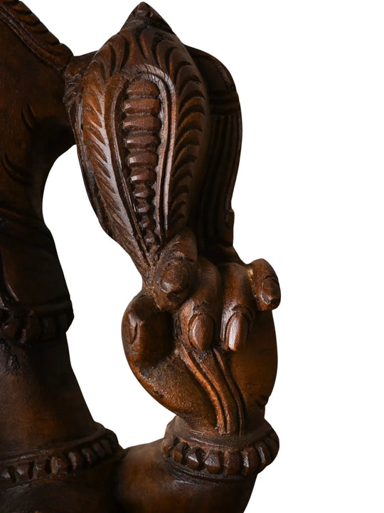 Hand-crafted Wooden Ganesha Statue for Home Décor & Temple - Divine Ganpati Idol