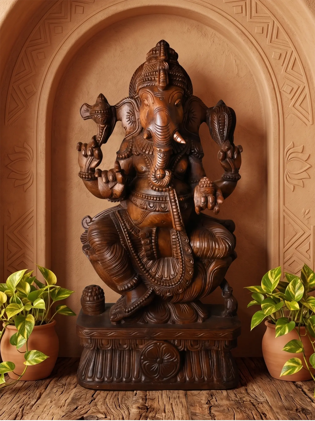 wooden ganesha statue