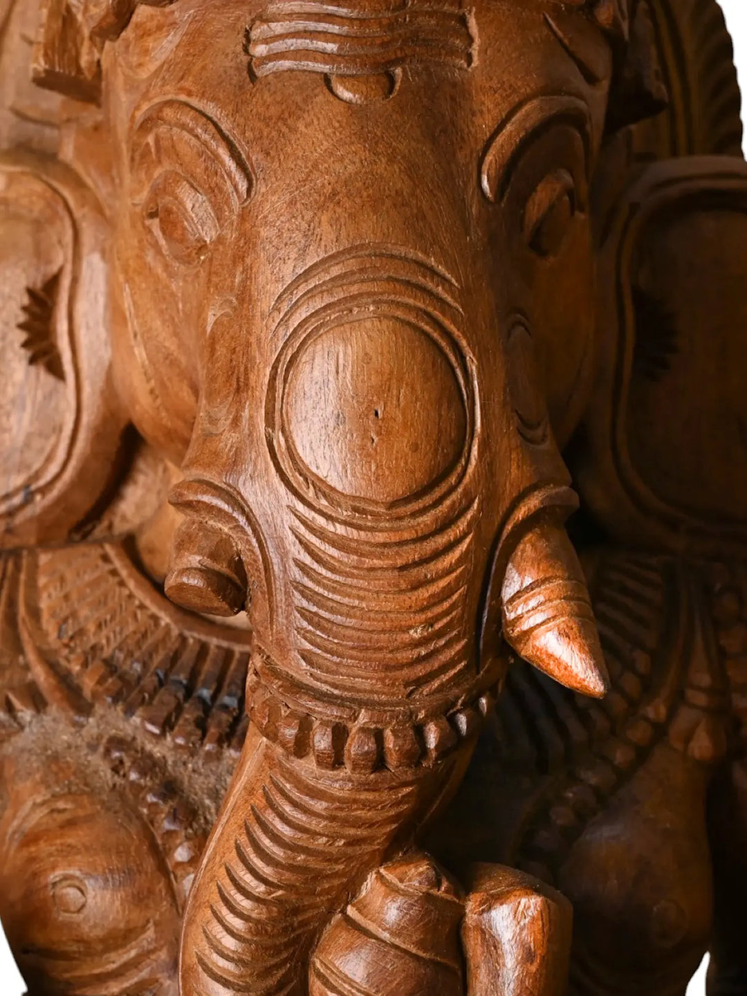 handmade wooden ganesha carving