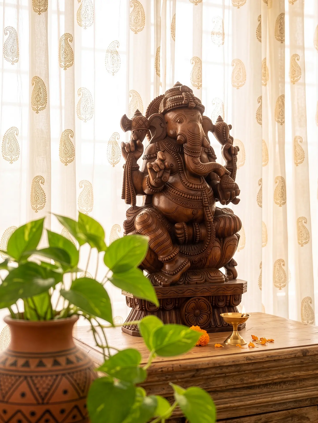 Spiritual devine wooden ganesha 