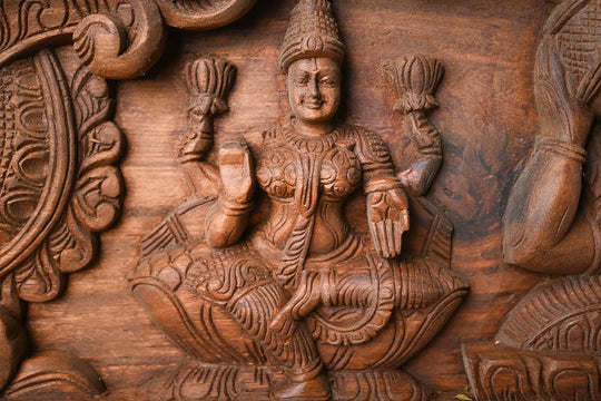 Traditional indian wooden wall sculpture