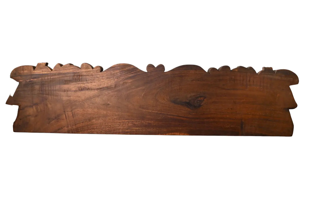 Resting Ganesha with Goddess Lakshmi and saraswathi - Wooden Wall panal.36''