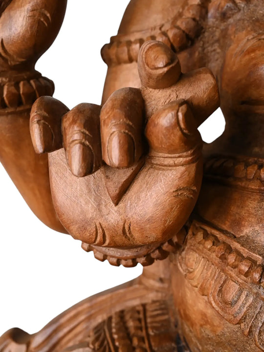 Wooden Ganesha Statue – Hand Carved Ganpati Idol for Home & Pooja.36''