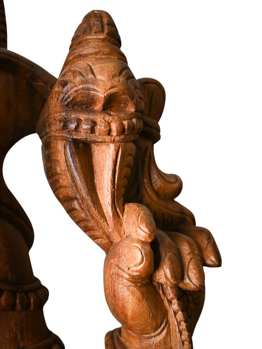 Wooden Seated Ganesha on Lotus Pedestal - Statue for Home.36''