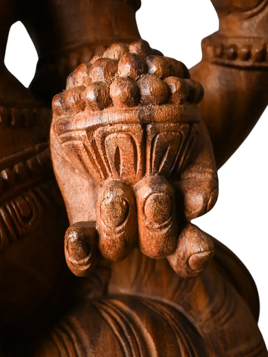 Wooden Seated Ganesha on Lotus Pedestal - Statue for Home.36''