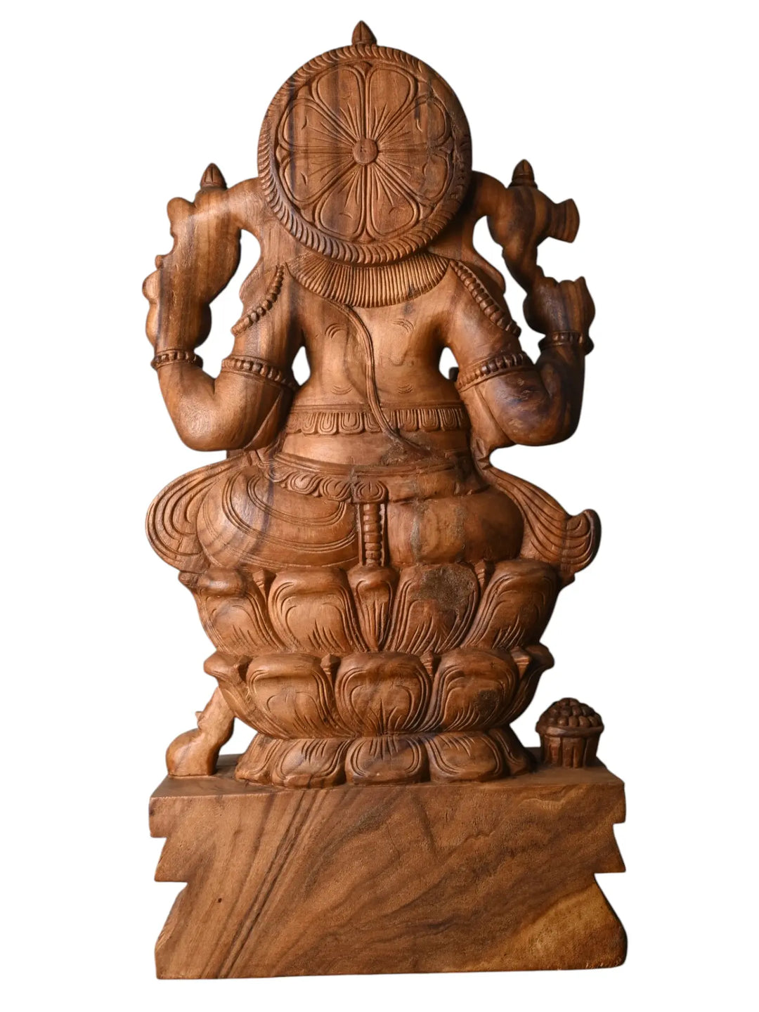 Wooden Seated Ganesha on Lotus Pedestal - Statue for Home.36''