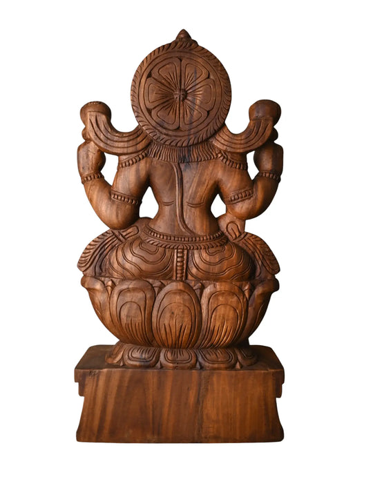 Artisan carved Mahalakshmi idol for spiritual interiors