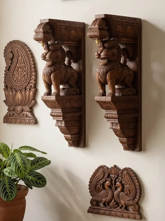 Temple Style Yaali Wooden Shelf Brackets