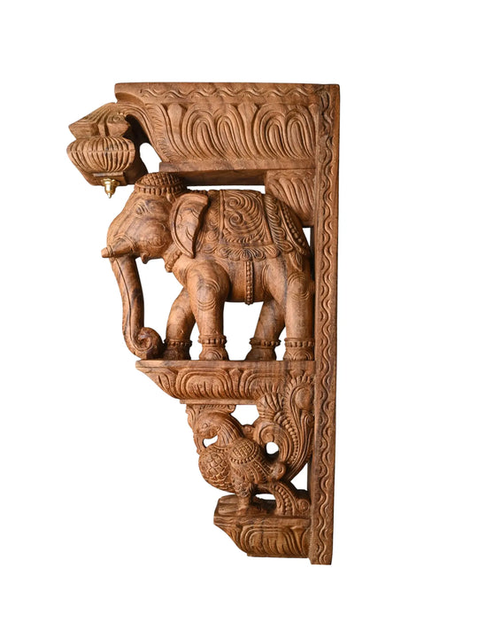 Ethnic elephant wall brackets handcrafted in solid wood