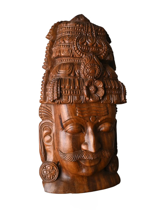 Wooden Garuda Face Sculpture for Wall Decor