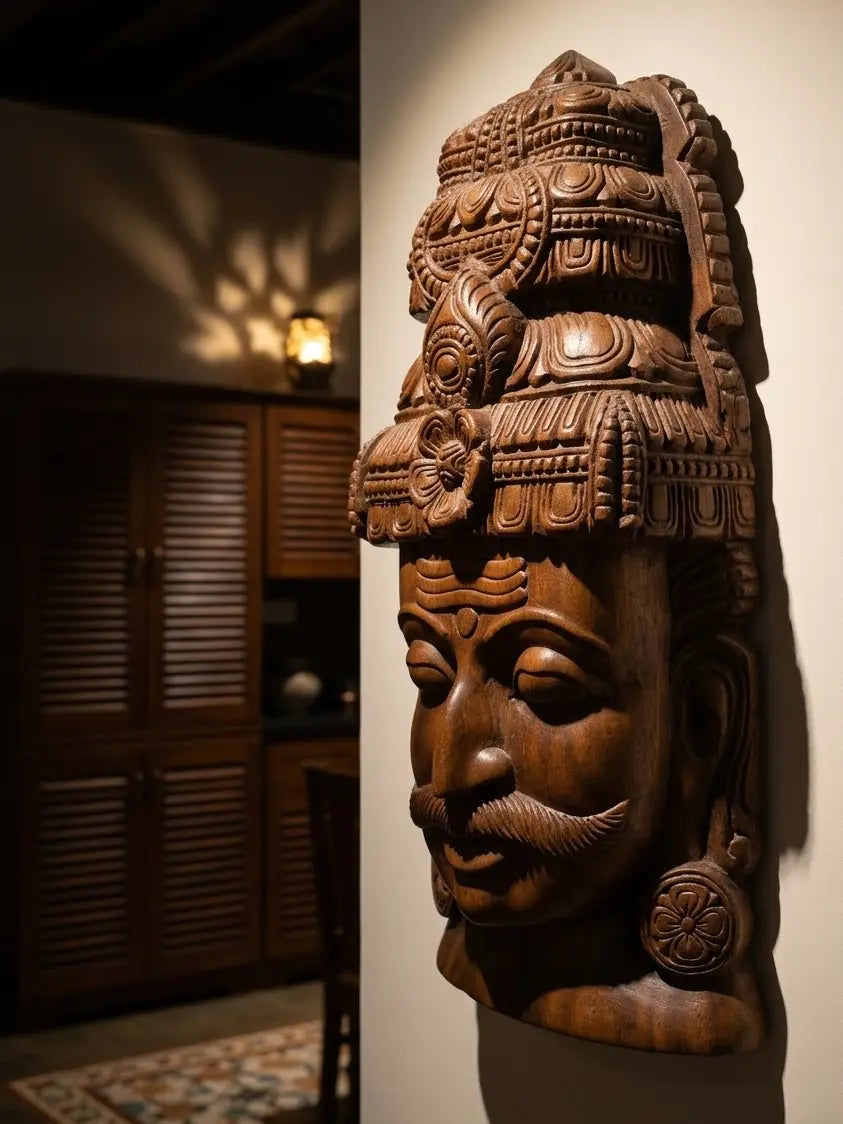 Handcrafted Wooden Garuda Face Mask Wall Hanging