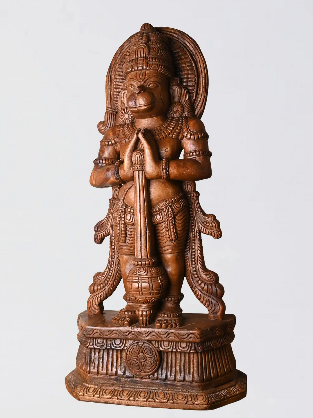 Premium Wooden Hanuman Idol-Wood Handcrafted God Sculpture 38"