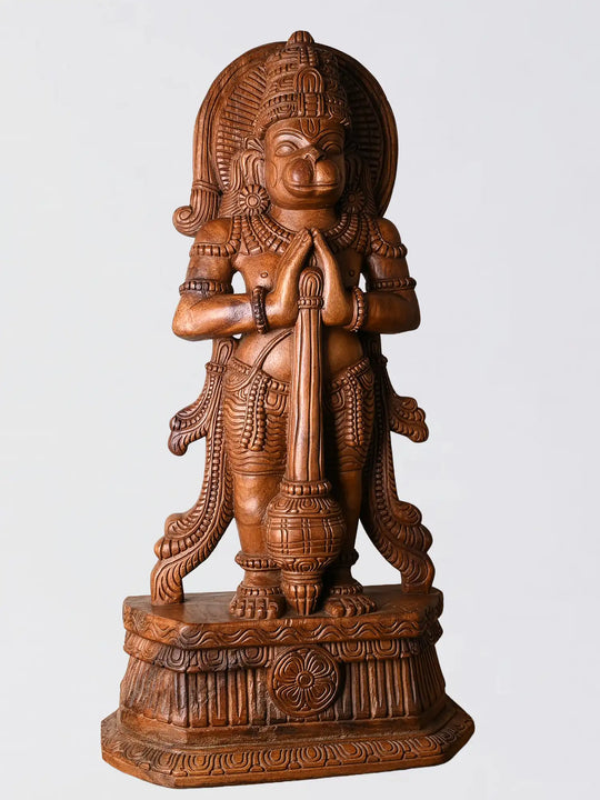 premium wooden hanuman statue traditional carving india