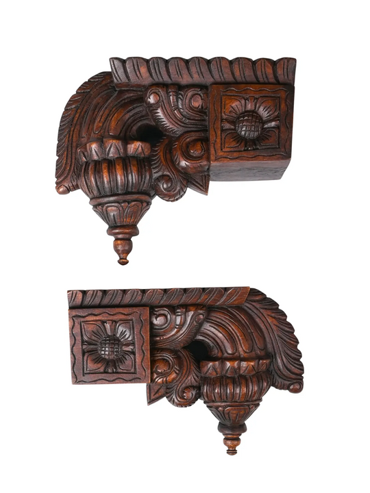 Traditional carved wooden wall brackets