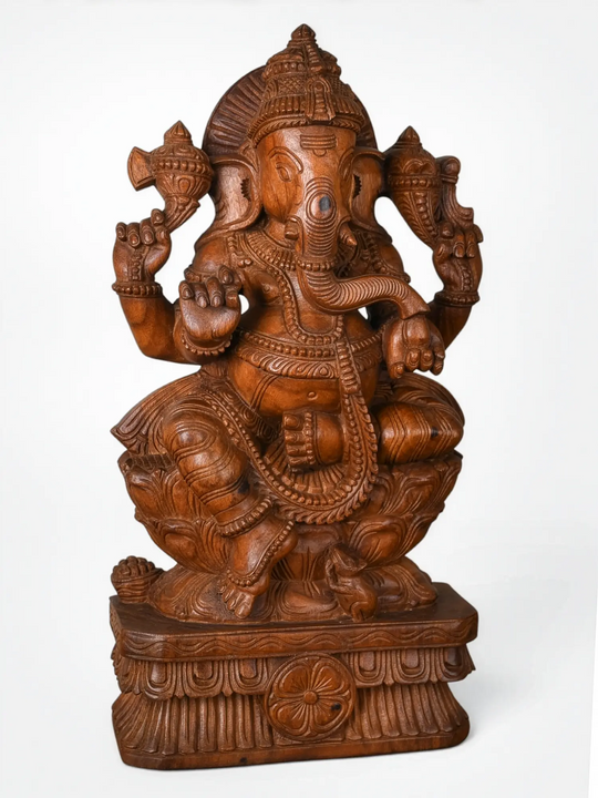 Luxury handcrafted wooden Ganesha figurine for festive and spiritual gifting